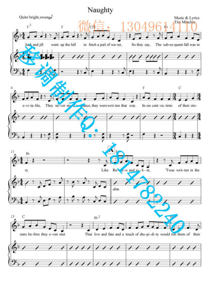 Naughty【原调-F】9页五线谱正谱