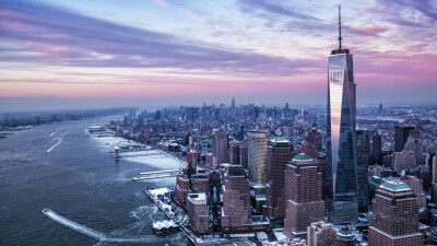 General 1920x1080 New York City city USA Freedom Tower Manhattan Hudson River winter river One World Trade Center