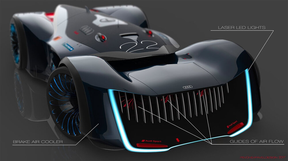 Audi奥迪 Board22: Supercar Concept by Pavel Pevchev／他超级跑车的概念主要集中在提高驾驶员安全性，同时保留赛车的挑战和刺激 —— ​​​​