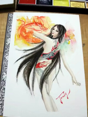 自己的人物水彩手绘