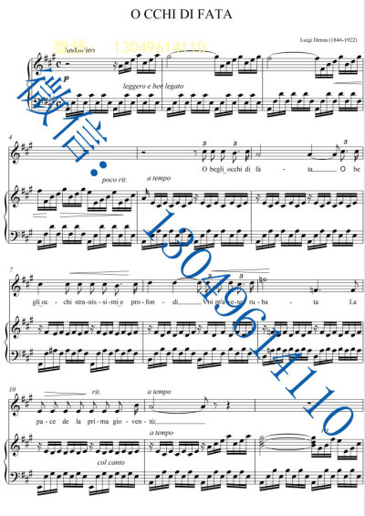 OCCHIDIFATA【LuigiDenza【原调-A】4页-五线谱正谱