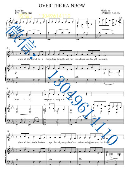 OVERTHERAINBOW【原调-降E】4页五线谱正谱