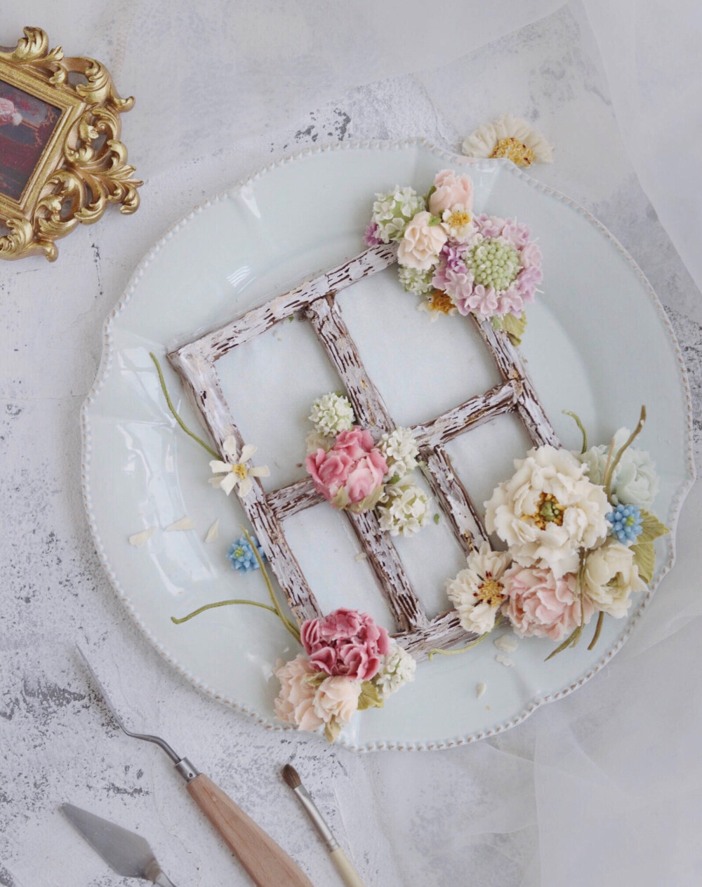 自然系豆沙裱花 来源于网络