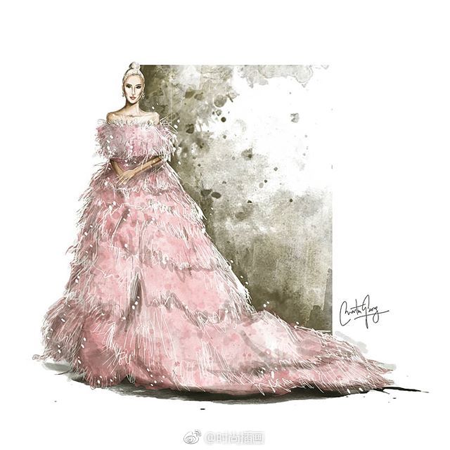 插画师georg martin 明星高定晚礼服系列插画 ​