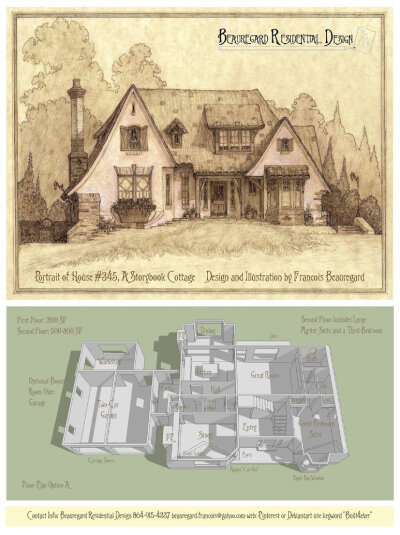 Portrait/Plan of House 345C, A Storybook Cottage by Built4ever