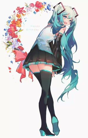 初音未来 初音ミク miku 花环 二次元少女