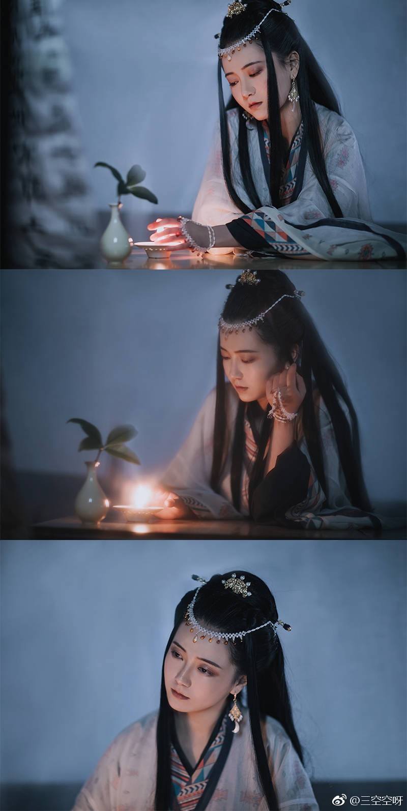 “多情自古伤离别，
更那堪，冷落清秋节！”
出镜：@只只黄
摄影/后期：@三空空呀
化妆：@白鹤雙儿
头饰/造型：@翠夕案-是软绵绵 