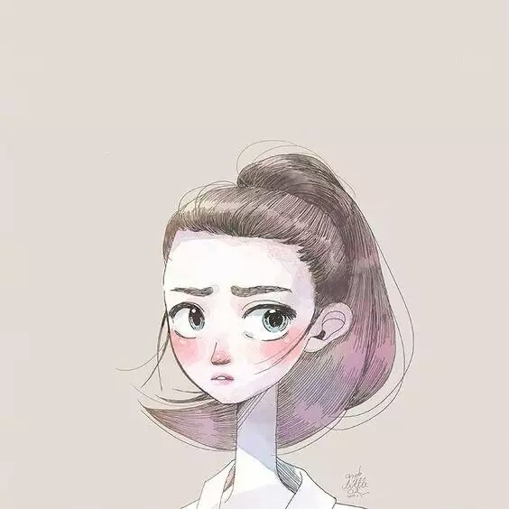 手绘插画女头图片