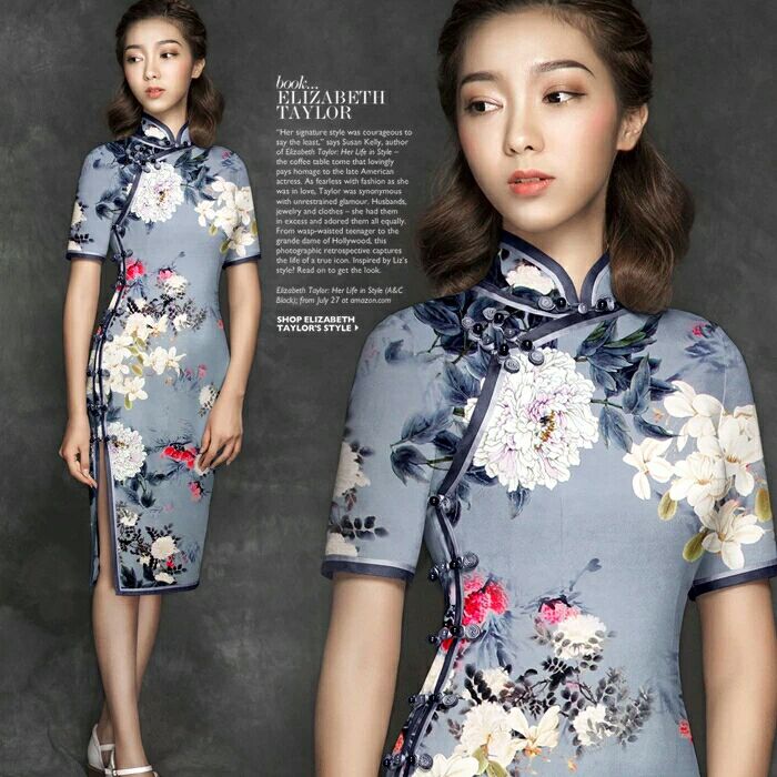 定制 上海老裁缝 高端定制 春夏新款 真丝 桑蚕丝旗袍裙印花时尚连衣裙