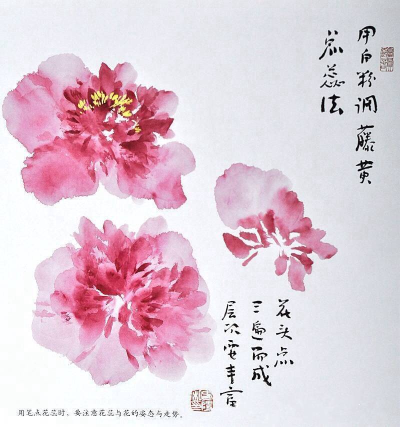 “ 国画牡丹 · 步骤教程示范 … ” ​
cr：@中国书画诗词院