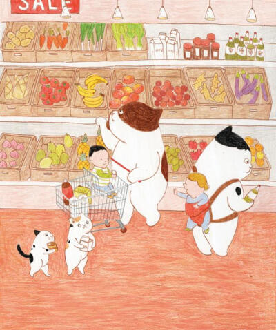 猫咪与baby 萌插画 台湾插画家陈又凌作品
