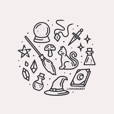 伦敦平面设计师Liam Ashurst设计的一组#哈利·波特#与#神奇动物#主题的插图。非常简洁却独一无二的设计风格，赞！(cr. instagram liamashurst) ​​​​