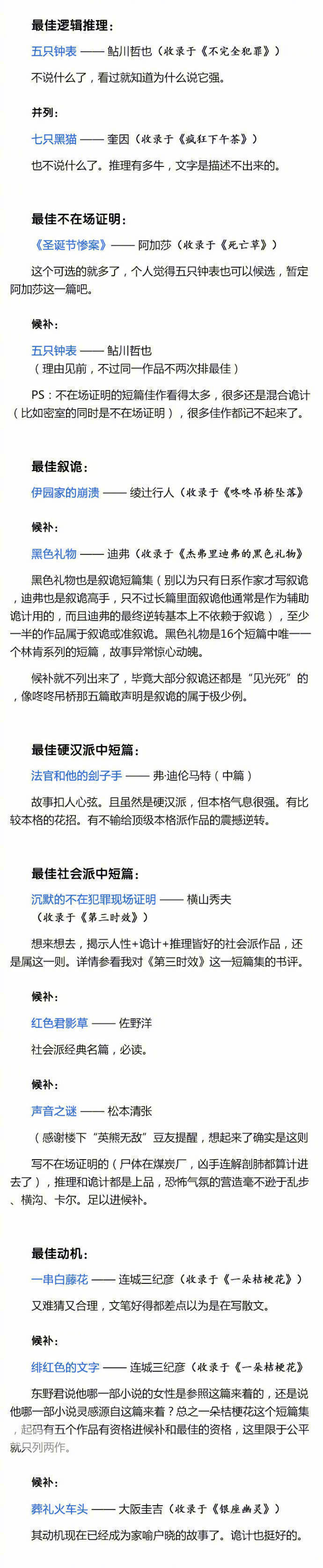 有哪些看了欲罢不能的中短篇推理小说推荐？ ​