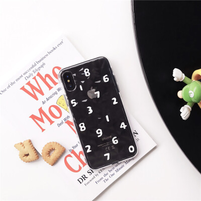 日韩简约数字iphone8plus手机壳苹果x立体硅胶软套7p/6s可爱女款