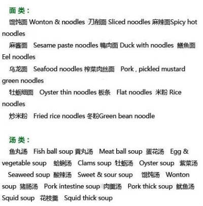 【几乎所有食物的英文翻译】包括水果类、肉类、蔬菜类、海鲜类、主食类、干果类、酒水类、零食类、饭类、面类、汤类、中西餐等的常用英语词汇，建议收藏！注意有一个问题，美式英语里豆浆一般称作Soy milk ​