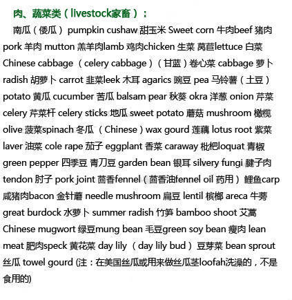 【几乎所有食物的英文翻译】包括水果类、肉类、蔬菜类、海鲜类、主食类、干果类、酒水类、零食类、饭类、面类、汤类、中西餐等的常用英语词汇，建议收藏！注意有一个问题，美式英语里豆浆一般称作Soy milk ​