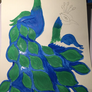 儿童孔雀水粉画 - 高清图片,堆糖,美图壁纸兴趣社区