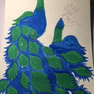 儿童孔雀水粉画 - 高清图片,堆糖,美图壁纸兴趣社区