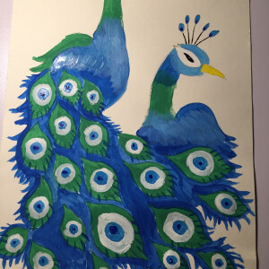 儿童孔雀水粉画 - 高清图片,堆糖,美图壁纸兴趣社区