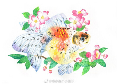 花间鱼-哆多_手绘,水彩_涂鸦王国插画