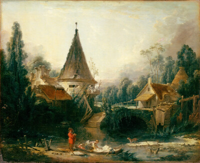 François Boucher - Landscape near Beauvais (1740s)
https://commons.wikimedia.org/wiki/File:François_Boucher_-_Landscape_near_Beauvais.jpg#/media/File:François_Boucher_-_Landscape_near_Beauvais.jpg