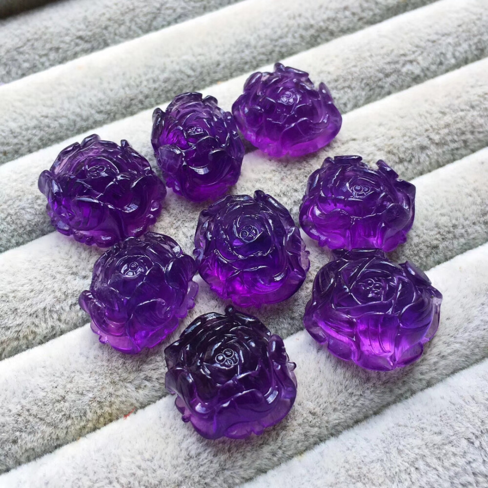 天然紫水晶牡丹花可镶嵌戒指吊坠锁骨链