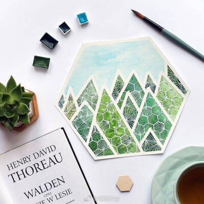 绿植水彩纹理【插画师：Ewa】 