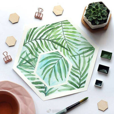 绿植水彩纹理【插画师：Ewa】 