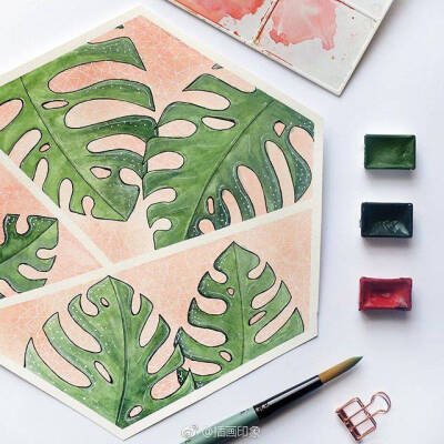 绿植水彩纹理【插画师：Ewa】 