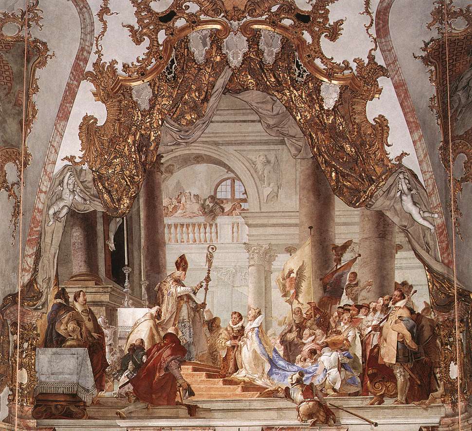 Giambattista Tiepolo - The Marriage of the Emperor Frederick Barbarossa to Beatrice of Burgundy (1751–52)
https://www.wga.hu/html_m/t/tiepolo/gianbatt/5wurzbur/1hall2.html