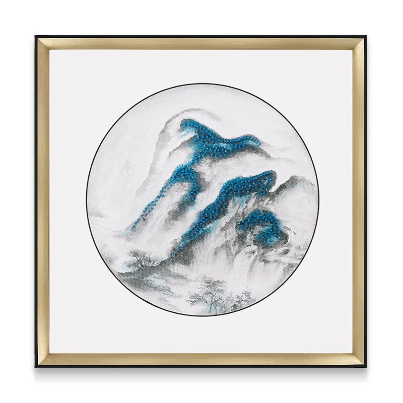 佐森 山水钉子壁画玄关装饰画中式立体画三联客厅墙壁画餐厅挂画