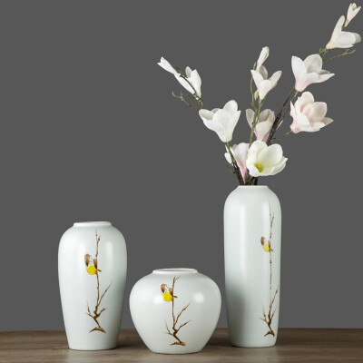 景德镇陶瓷花瓶现代新中式花瓶插花花艺仿真花样板房禅意客厅摆件