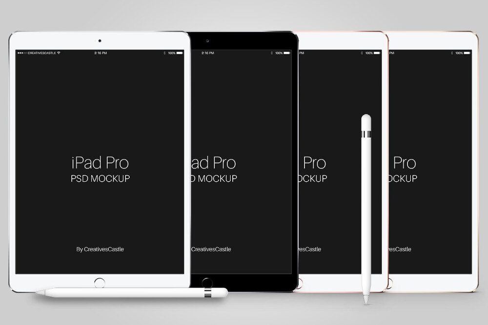 iPad Pro及触控笔Apple Pencil 智能贴图Mockup样机PSD模板下载
使用这款超棒的iPad Pro PSD模型呈现它们，让您的UI设计脱颖而出。
易于使用：所有模型都配有智能对象，可以非常轻松地添加/编辑使用过的设计，而无需担心透视，灯光和阴影效果。