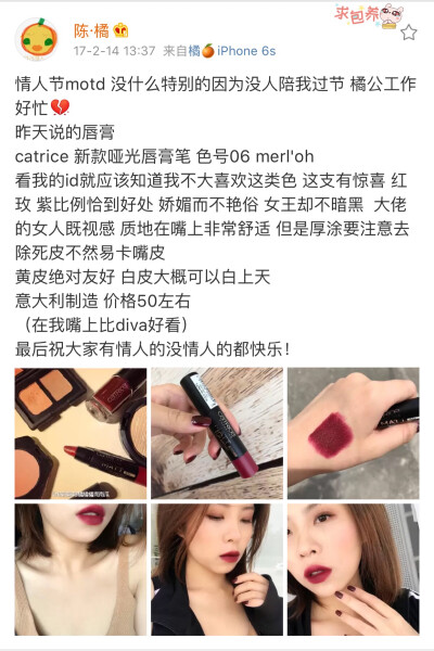 口红 catrice 新款哑光唇膏笔 色号06 merl'oh