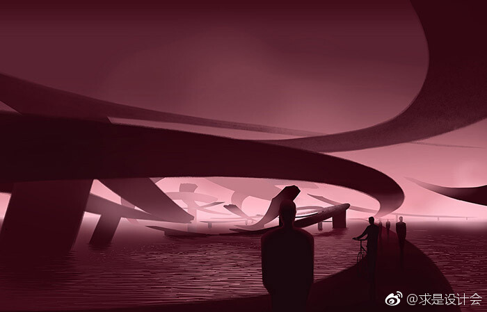 毛文凯的绘画系列 – “夜景”“深红与绯红”。#求是爱设计# ​