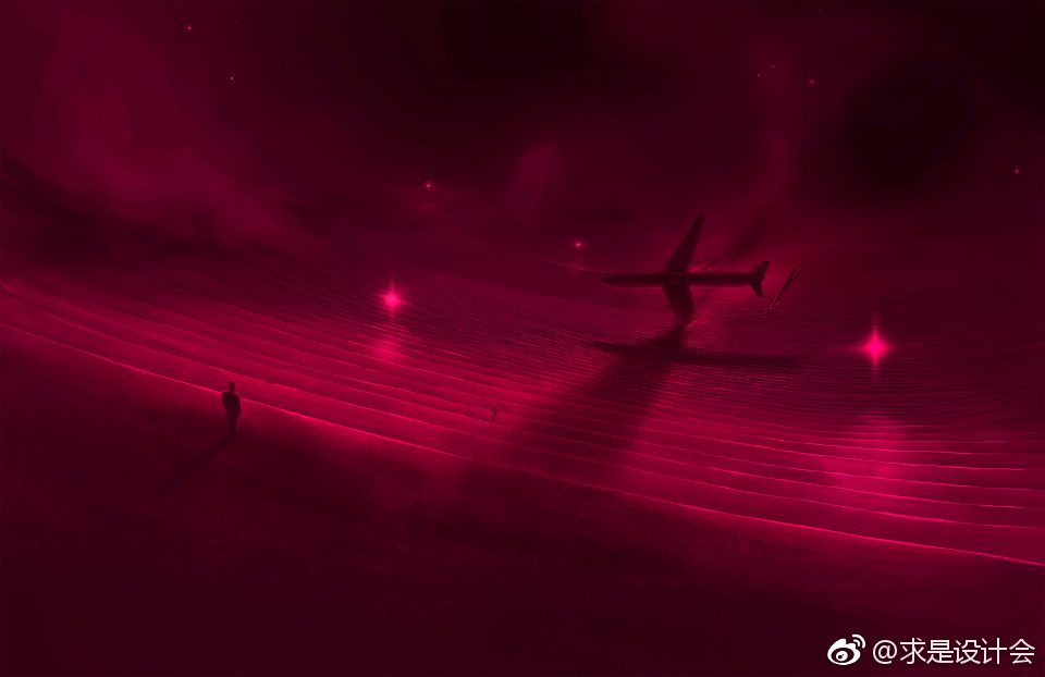 毛文凯的绘画系列 – “夜景”“深红与绯红”。#求是爱设计# ​