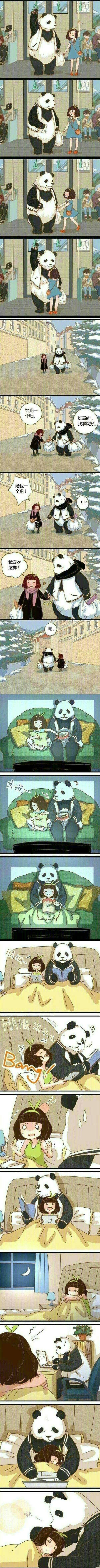 超暖萌的漫画panda男友，看的心都化了！ 画师: 张三三 ​​​​