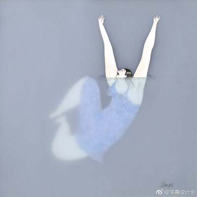 神秘的水中情境 – 水中的女人系列作品之二 + 水母 / Sonia Alins。#求是爱设计# ​