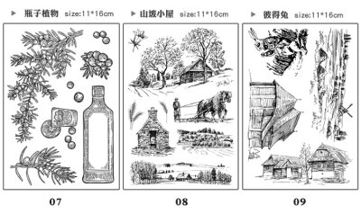 手帐透明印章 透明硅胶印章 复古图标印章 DIY相册装饰手柄合集