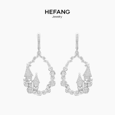 HEFANG Jewelry/何方珠宝沉睡城堡耳环 925纯银女气质耳坠耳饰品