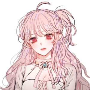 【韩国画师BOYCHA动漫头像】女生头像 粉色公主头 精灵耳  红瞳