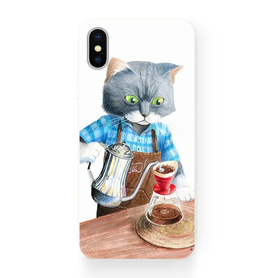 欧洲咖啡拉花 猫咪 苹果8 plus iphone x i6 i7 plus i5se 手机壳