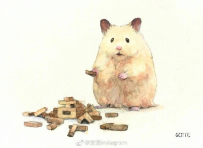 日本插画师Gotte用画笔描绘出小仓鼠的精致生活。ins:gottehamham ​​​​