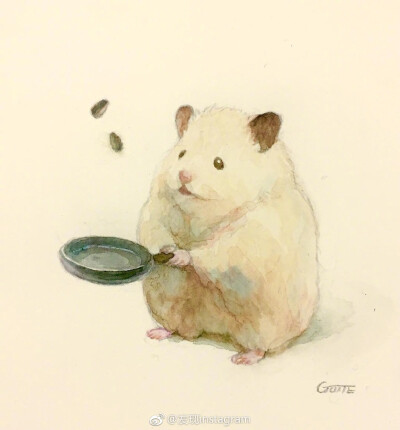 日本插画师Gotte用画笔描绘出小仓鼠的精致生活。ins:gottehamham ​​​​