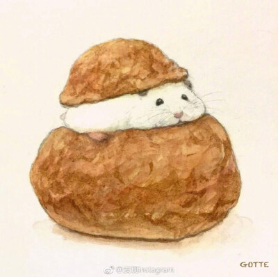 日本插画师Gotte用画笔描绘出小仓鼠的精致生活。ins:gottehamham ​​​​