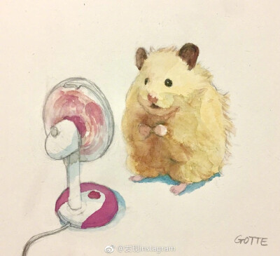 日本插画师Gotte用画笔描绘出小仓鼠的精致生活。ins:gottehamham ​​​​
