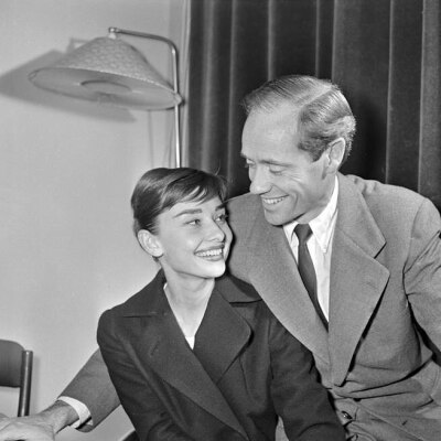 #Audrey Hepburn# ① in a promotional shoot for 'Funny Face', 1956. ② Photographed on the set of sabrina 1953. ③ Audrey and Mel With fans 1956.