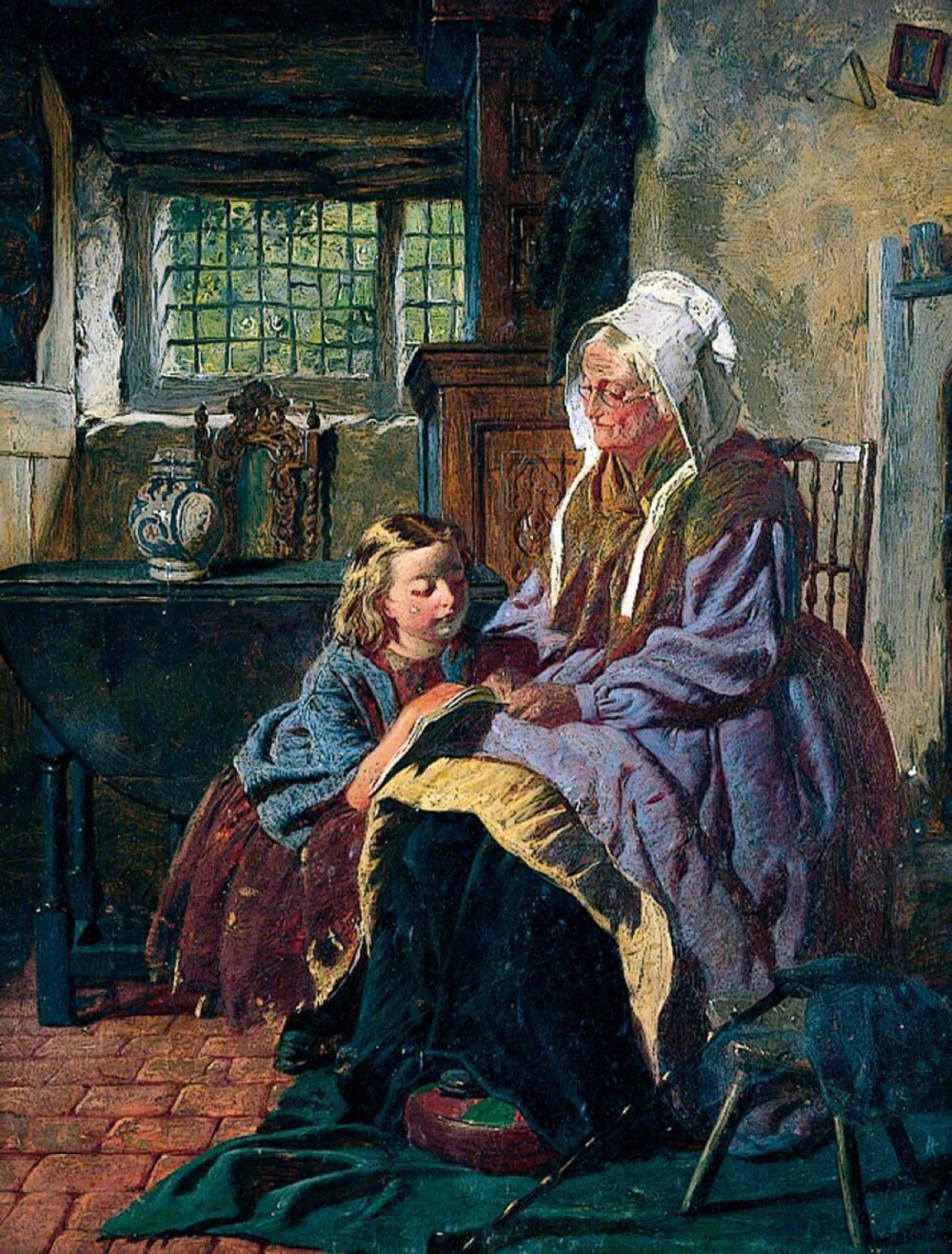 A Reading Lesson (1868). William Henry Midwood (British, 1833–1888). Oil on board. Kirklees Museums and Galleries. ​​​