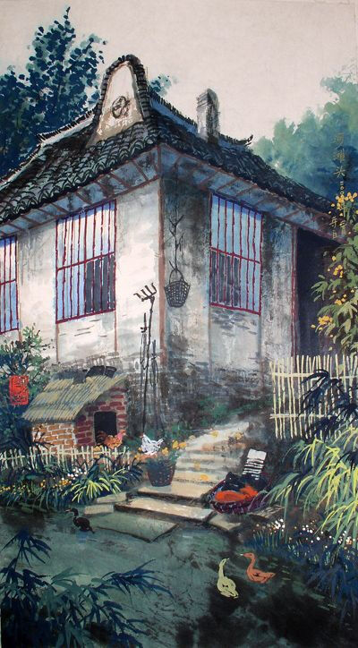 【《河滩头》 -李守白风景水彩水粉-纸面(2008年作)】李守白重彩风景作品_个人作品推介、展示平台_雅昌艺术家网