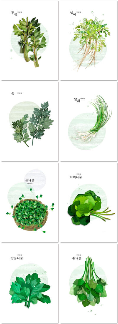 新鲜春季手绘绿色自然草本植物蔬菜绘画插画海报psd模板素材设计